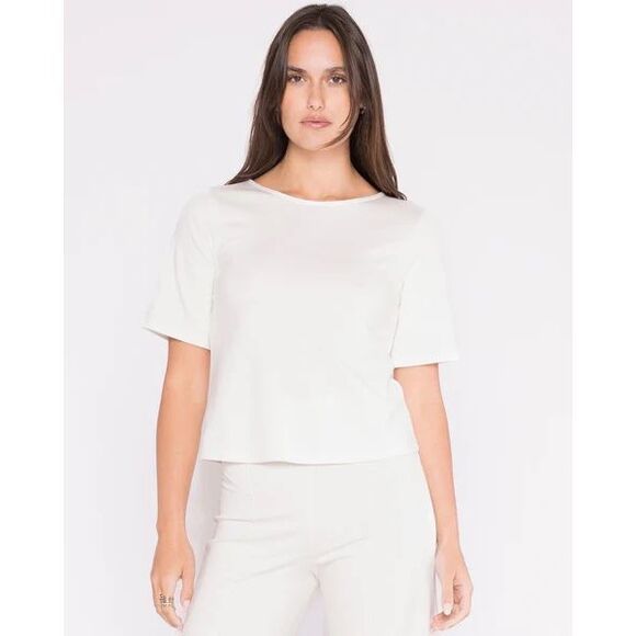 Ripley Rader Off-White Ponte Knit Short Sleeve Top Size 3 / Medium 8-10 - Picture 1 of 6